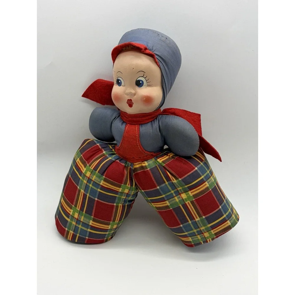 1950s Vtg Carnival Prize Baby Doll Plush With Plastic Face - 13